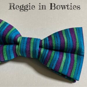 Pet Bowtie in Stripes Purple Teal & Green